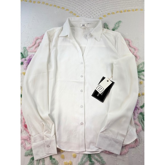 HAVE White Long Sleeve Collared Button Front Shirt Women's Size M - Picture 9 of 12